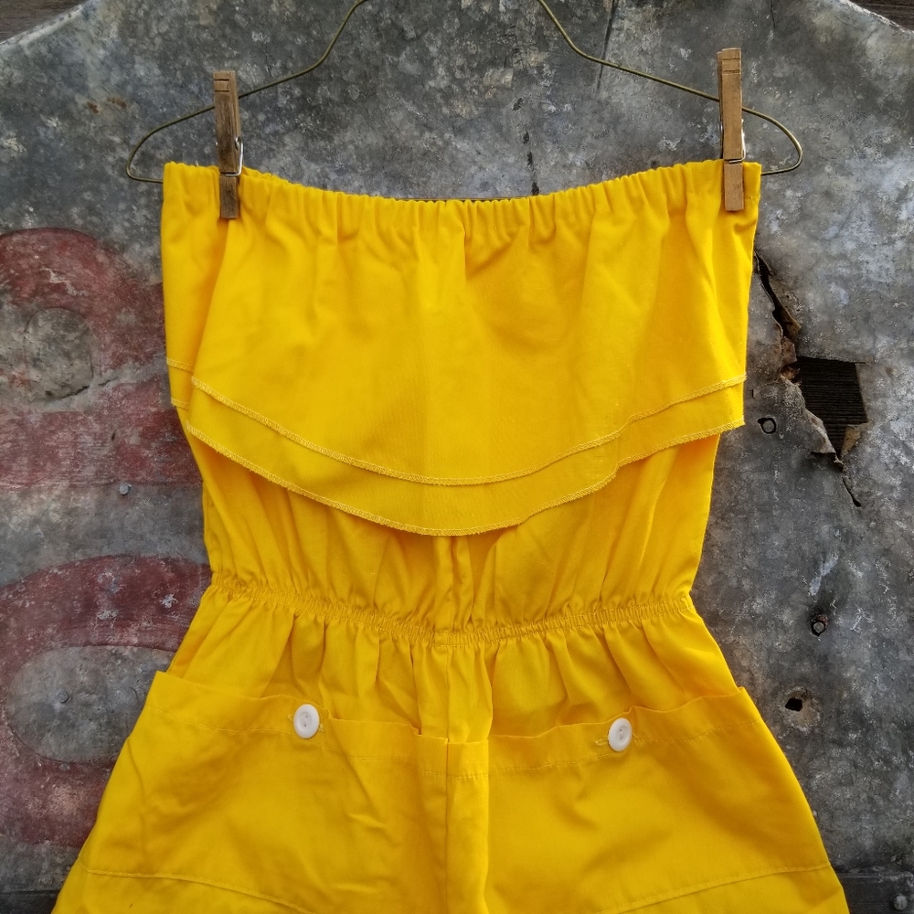 VINTAGE 80s Sunny Summer Yellow Romper